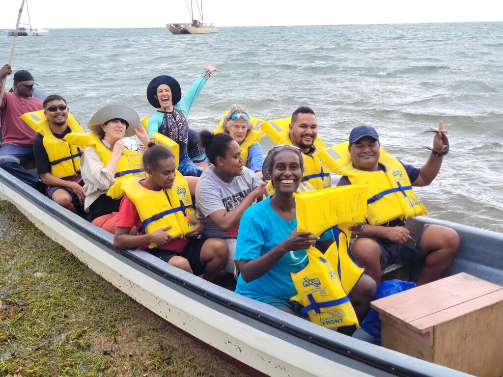 On a boat doing field work in Fiji